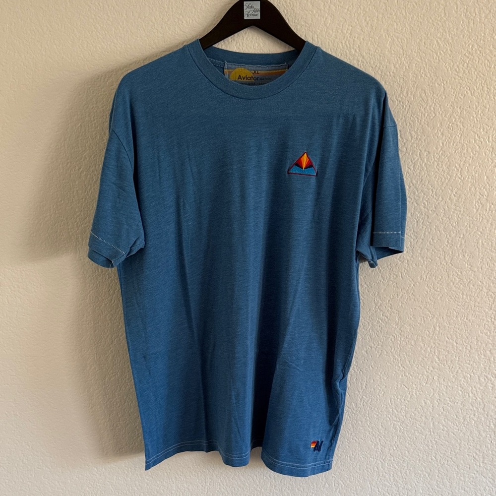 Aviator Nation XL Blue Short Sleeve Tee with Mountain Patch